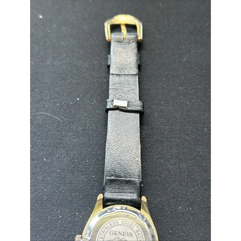 Geneva Gold Tone Black Band Women’s Quartz Watch